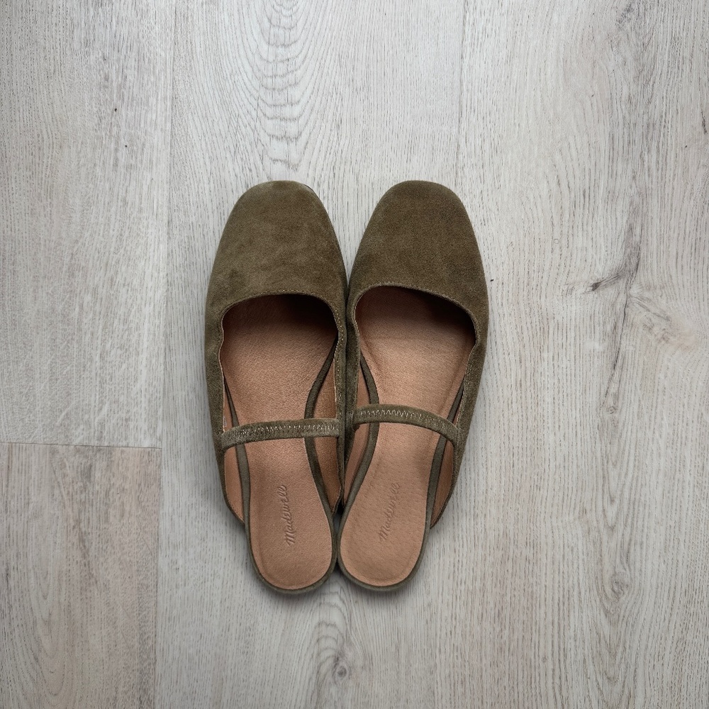 Madewell Greta Ballet Flat Mule - Spiced Olive - Size 7